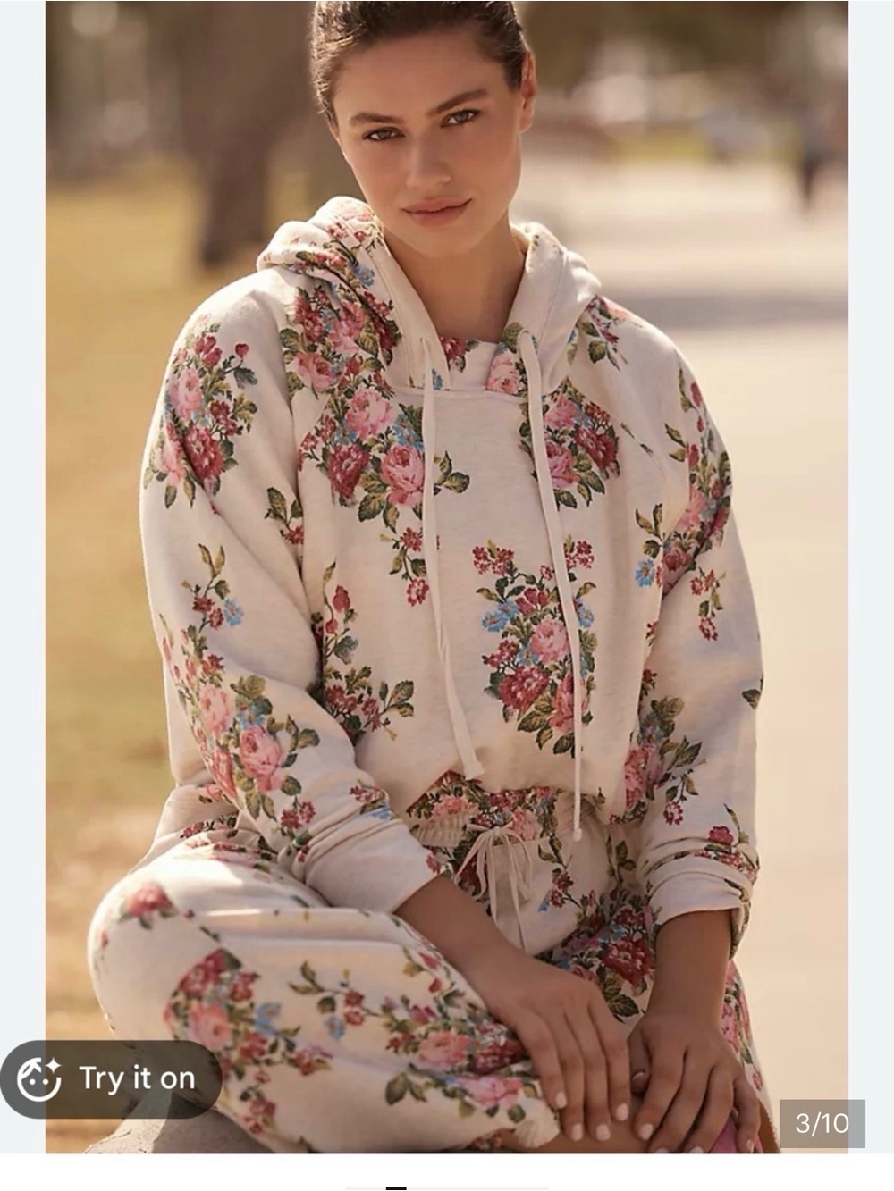 Anthropologie Daily Practice floral Drawstring Hoodie - SWEATSHIRT ONLY